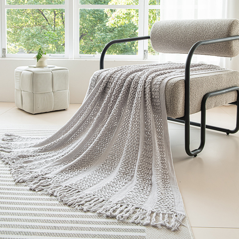 Scandinavian Ins Acrylic Knitted Shawl Blanket Geometric Cable Nap Blanket Office Air Conditioning Sofa Blanket Autumn and Winter
