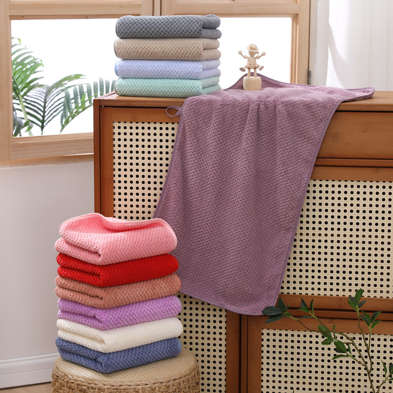 Customized 102*204 Polyester Brocade Pineapple Plaid Towel Bath Towel Square Towel Absorbent Household Adult Large Bath Towel Manufacturer Wholesale