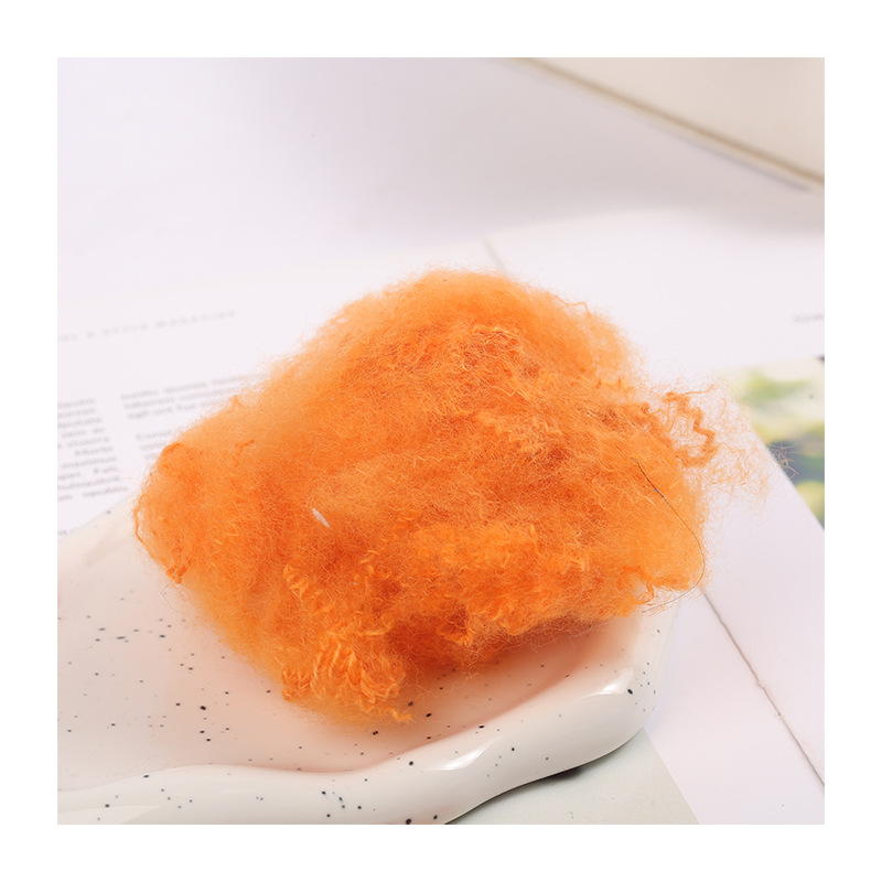 Polyester staple fiber color chemical fiber in stock supply 5D * 102mm recycled polyester colored polyester fiber orange staple fiber