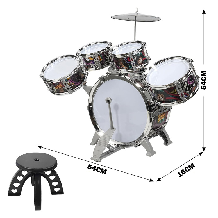 Cross-border children's drum set beginners home early education practice jazz drum toy imitation percussion instruments wholesale