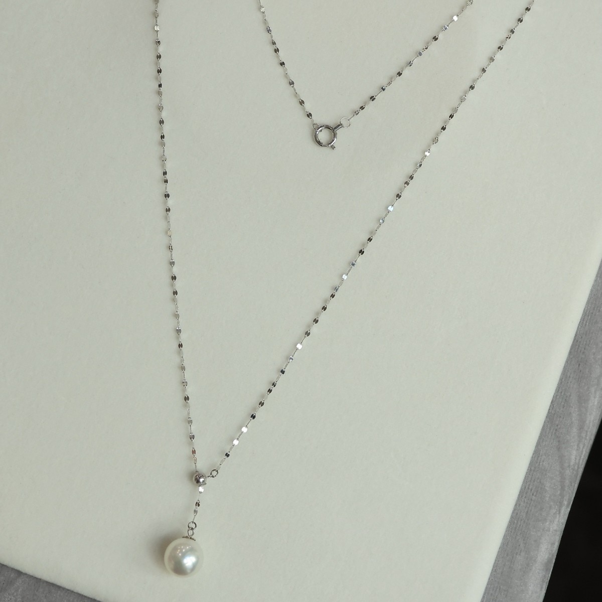 Аксессуары из платины Pt900 Платиновая плитка Y-образное ожерелье с регулятором длины и бусинами 8-9мм 045Wyp