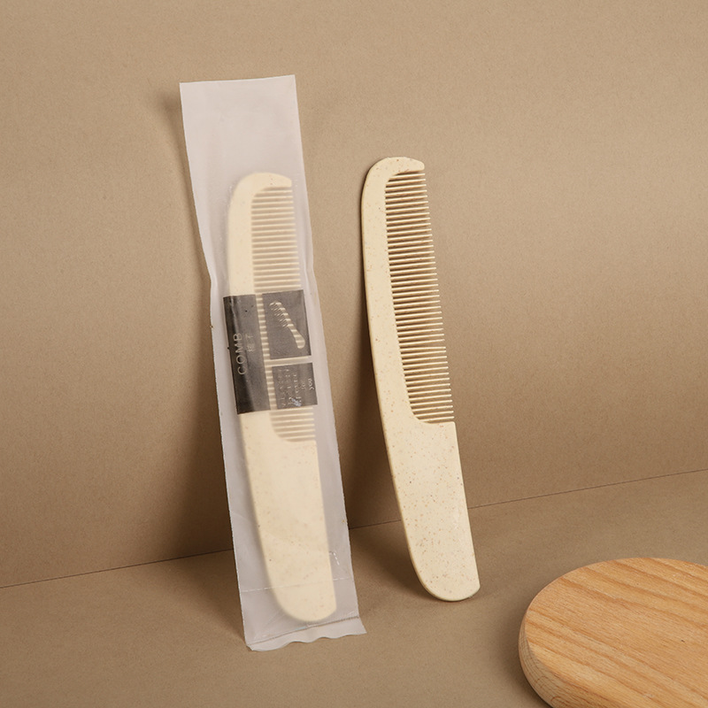 Factory wholesale famous hotel household disposable short handle comb portable sojourn straw comb support customization