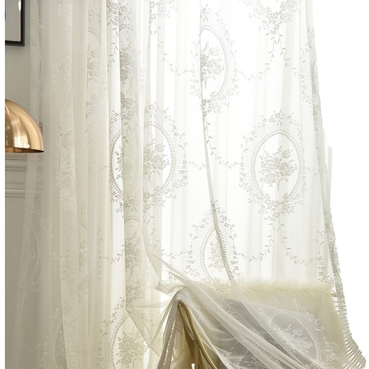 White lace European mirror peony flower window screen curtain fabric curtain Princess mosquito net tablecloth wholesale can set * CB