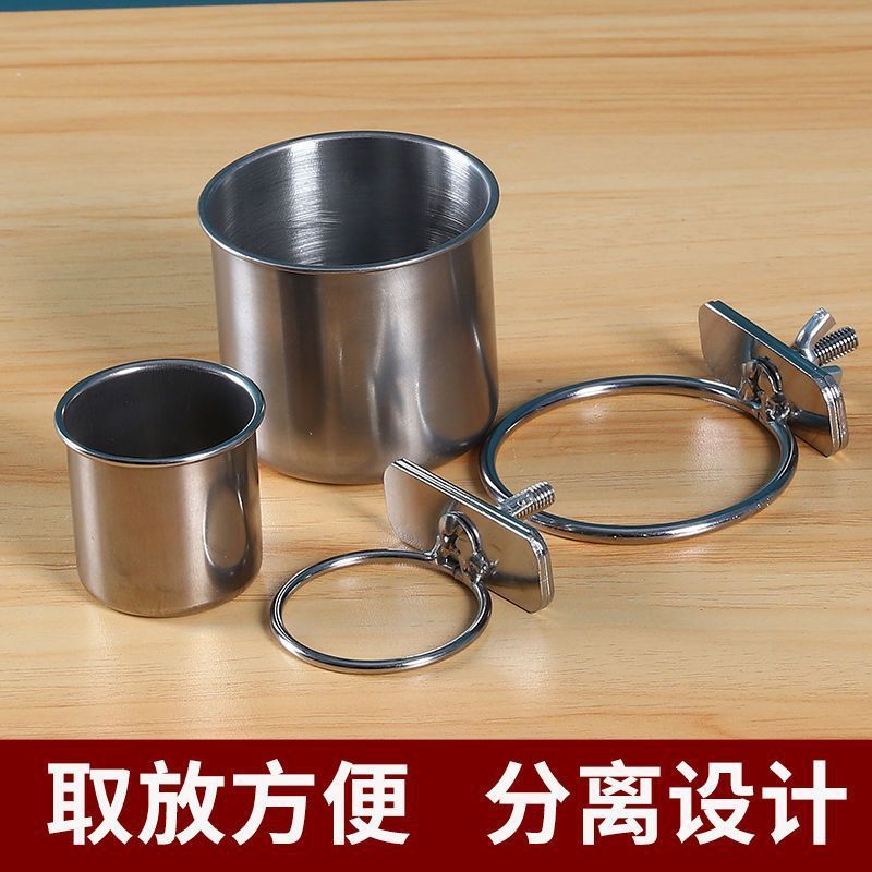 Нержавеющая чаша для корма попугаев с держателем и зажимом