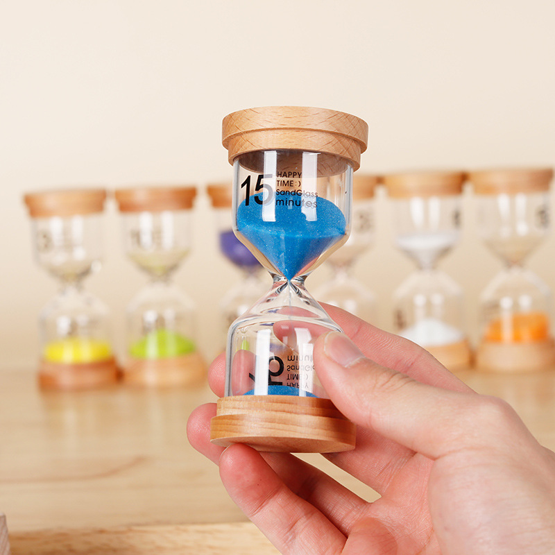 SOURCE Factory wholesale all kinds of creative wooden cover glass hourglass 1 minute to 30 minutes glass hourglass timer