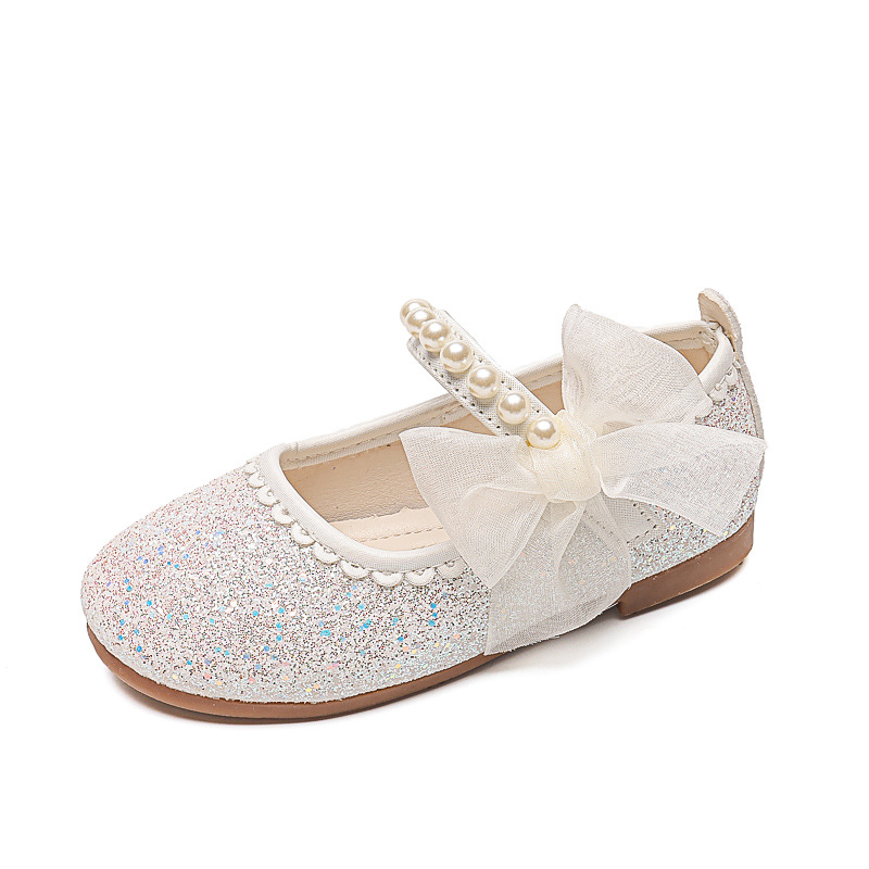 2025 Summer and Autumn New Korean Style Casual Girls Butterfly Diamond Small, Middle and Big Children's Dance Dancing Leather Shoes