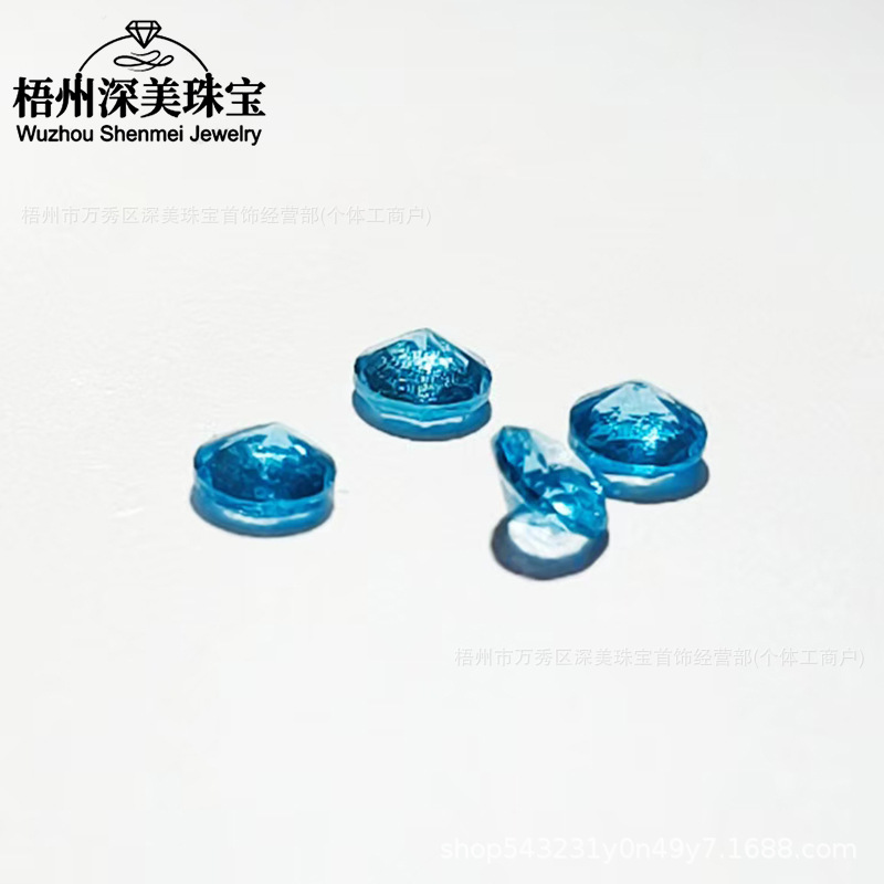 Factory Direct Sales Round Sea Blue Nano 1208 # Loose Stone Artificial Nano Cultivated Loose Stone Sapphire Accessories