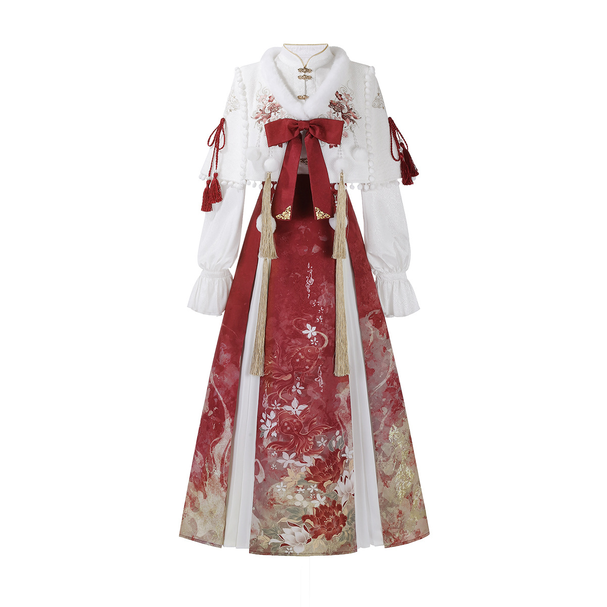 Yimengge Original Goldfish Fortune Hanfu Women's National Style Han Elements New Chinese Style Shawl Top and Skirt Set 9741