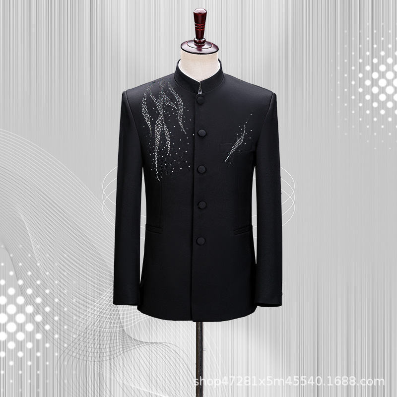 New Chinese Zhongshan Suit Men's Young Men's Young Men's Teenagers Republic of China Style Students Hot Drilling Choir Performance Clothes Men's Clothing