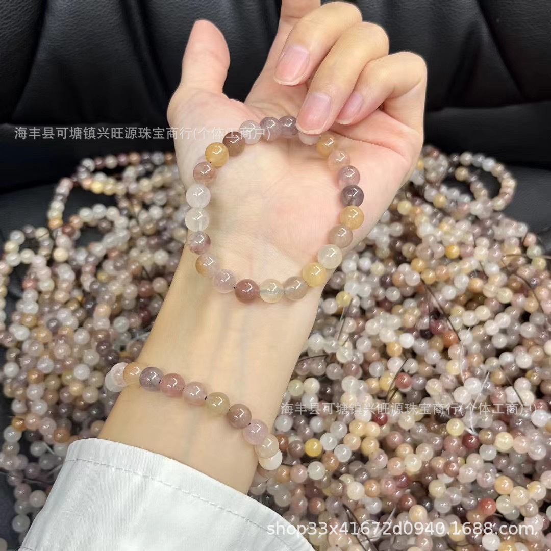 Браслет из натурального золота и нефрита, браслет с фиолетовыми круглыми бусинами, оптовая продажа