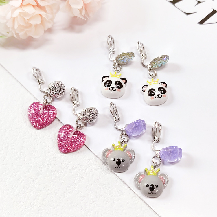 [Can] Cross-Border New Cartoon Pierced Ear Clips, Cute Animal Pendants, Anti-Pain Ear Clips, Girls’ Ear Accessories