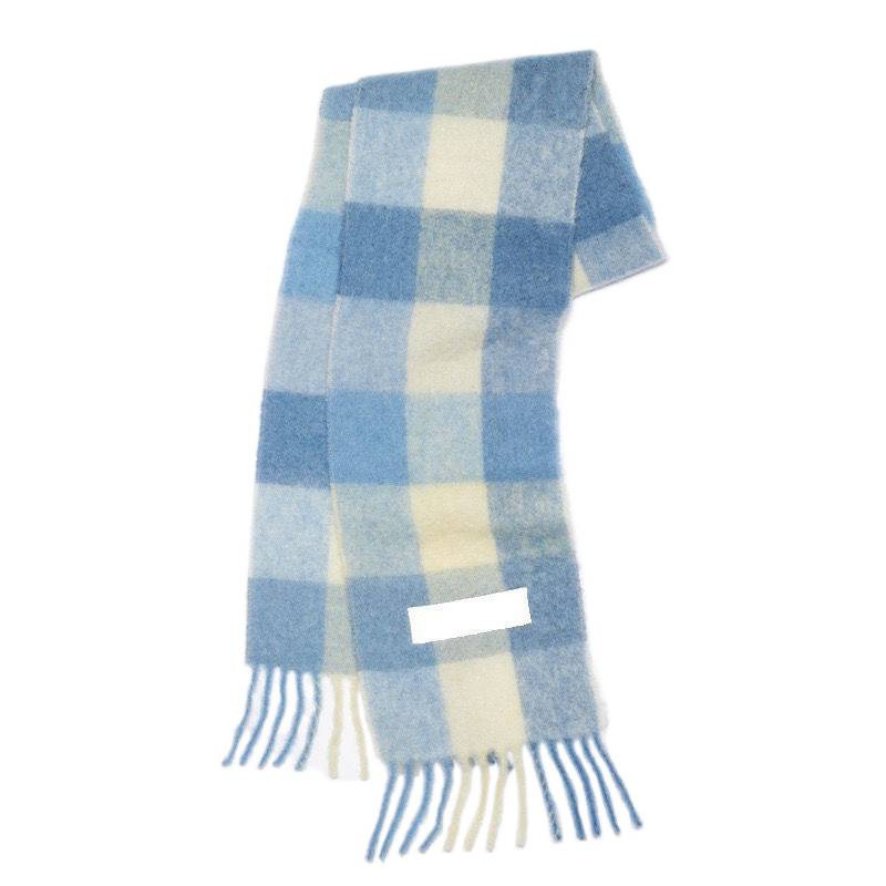 Autumn and Winter New Thickened Warm Rainbow-Colored Plaid Scarf European and American Loop Yarn Thick Tassel Color-Blocking Shawl
