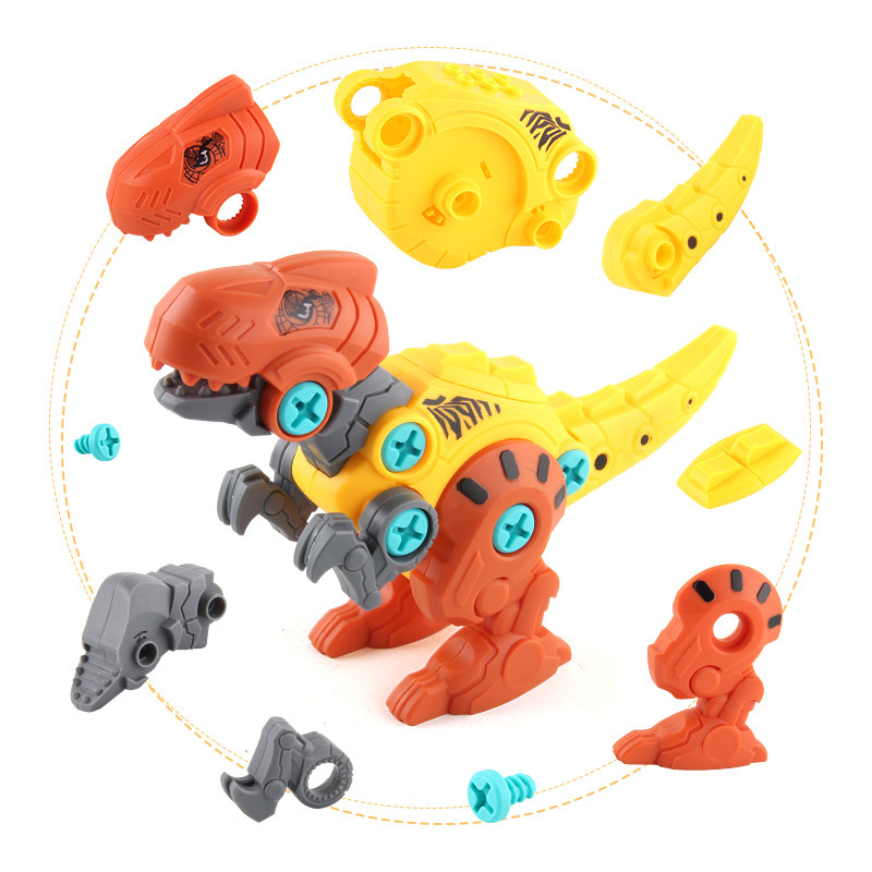 Disassembly and assembly of dinosaur building blocks boy toy source manufacturers cross-border box with electric drill nut assembly Christmas gift