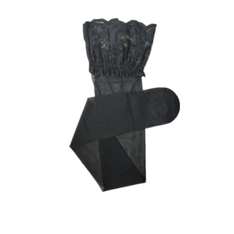 Plus Fat Silicone Stockings Plus Size New Style Lace Over-the-Knee Socks for Chubby Girls Ultra-thin High Stockings Women's White and Black Silk Socks