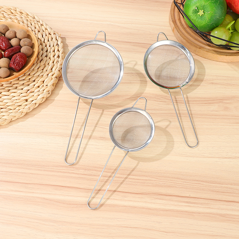 Stainless Steel Colander Soybean Milk Filter Screen Juice Traditional Chinese Medicine Sesame Sieve Kitchen Fish Spoon Super Fine Flour Sieve for Household