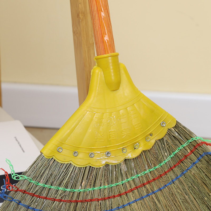Miscanthus broom 8 nails reinforced plastic head household soft wool broom anchovy wooden pole broom wholesale