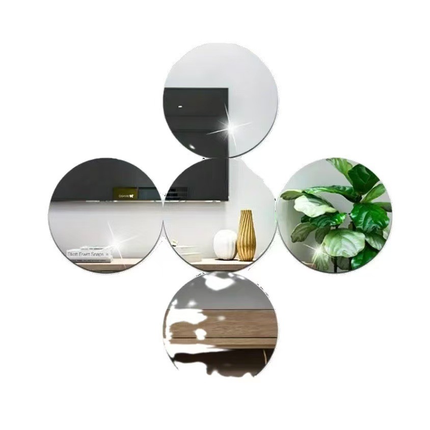 Cross-Border Disc Acrylic Mirror Stickers Bedroom Living Room Stair Wall Stickers Self-Adhesive Wall Wedding Wine Glass Decorative Mirror