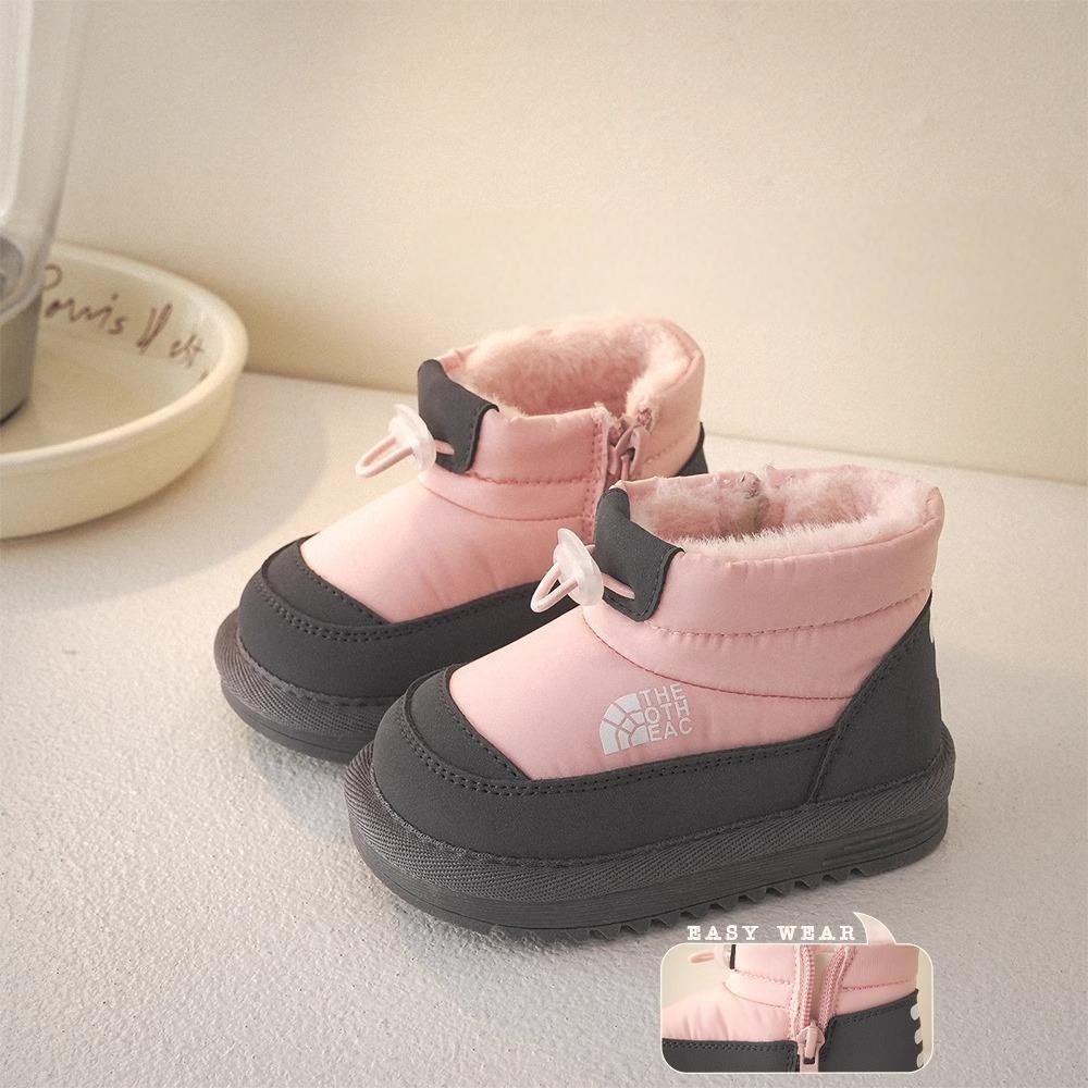 Baby Snow Boots Fleece-Lined and Thickeneded 2024 Winter New Style Boys' Soft-Soled Snow Cotton Girls' Warm Waterproof Cotton Shoes