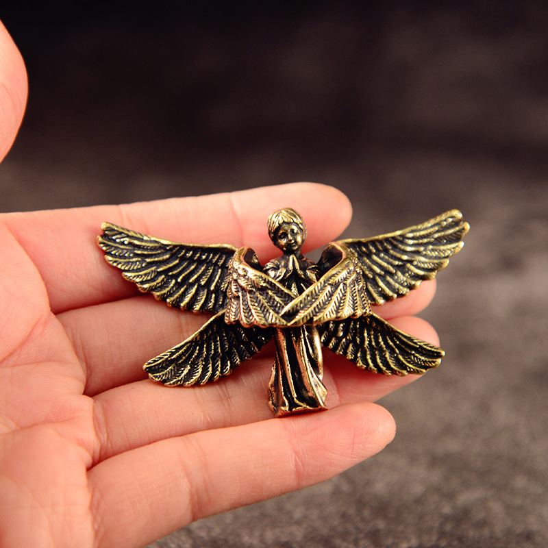 New six-wing Angel Pure Brass decoration creative retro office desktop small jewelry decoration cross-border hot selling Angel