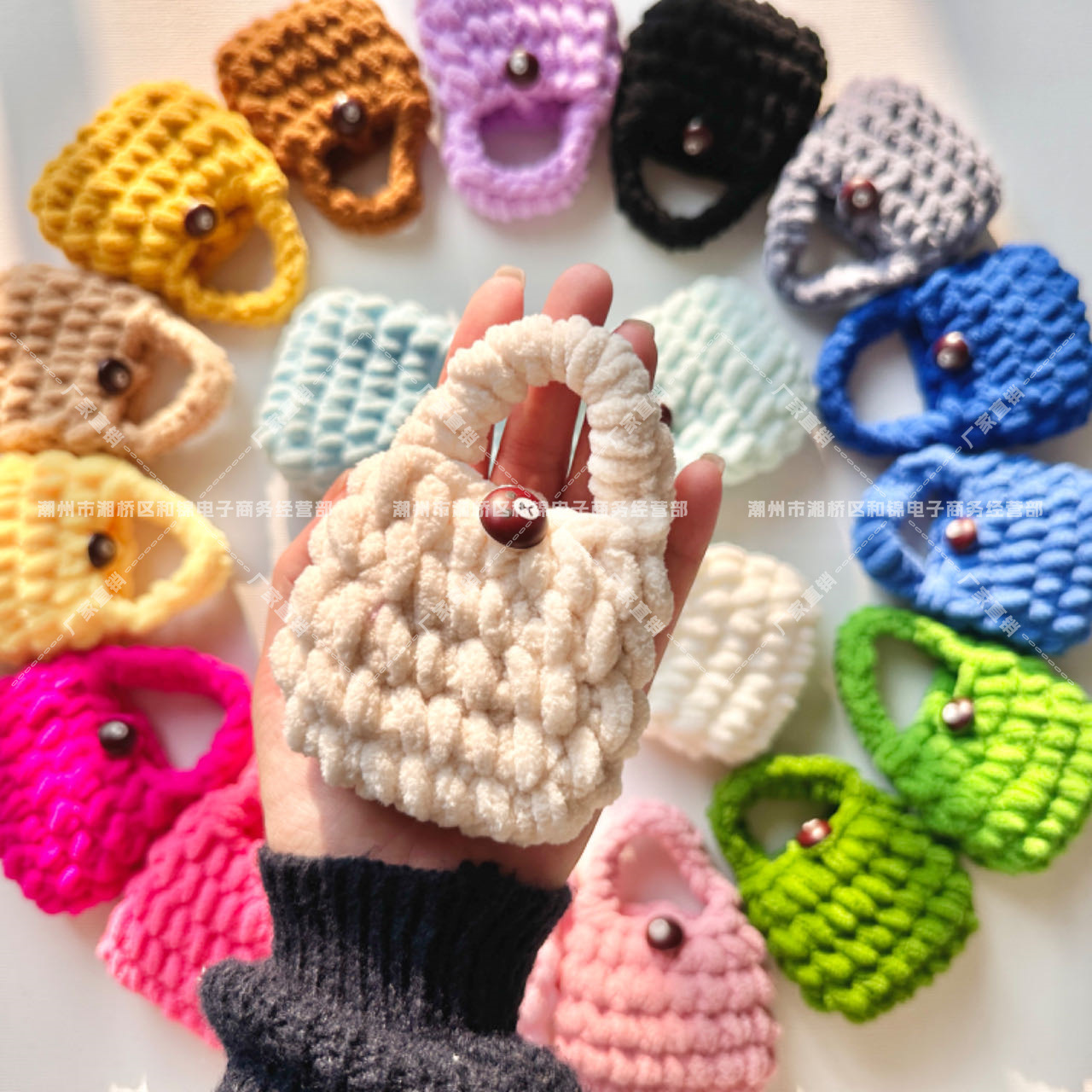 Вязаная хлопковая нить, однотонная сумка для наушников, готовая вязаная сумка для Bluetooth наушников, защитный чехол для наушников