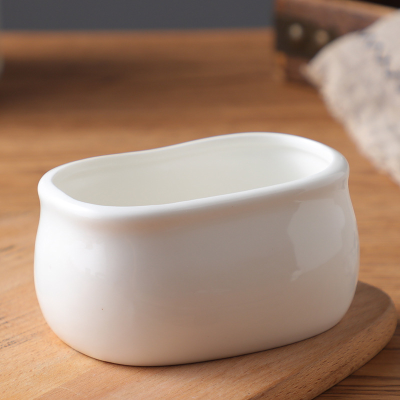 Ceramic Sugar Bowl Dan-shaped Dish Sauce Dish Bathtub Bowl Hotel Western Food Special Sugar Bowl Sugar Cup White Porcelain Salad Dish