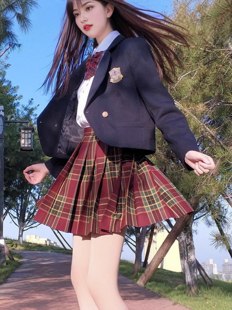 Original Jk Uniform Plaid Skirt Women's Blazer Black Suit Japanese School Style Student Outfit