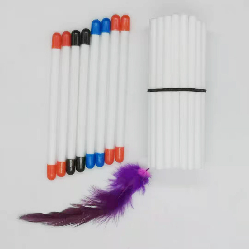 White cat teasing handle tube cat teasing stick pp small white tube outer diameter 8mm length 15cm pet cat toy accessories