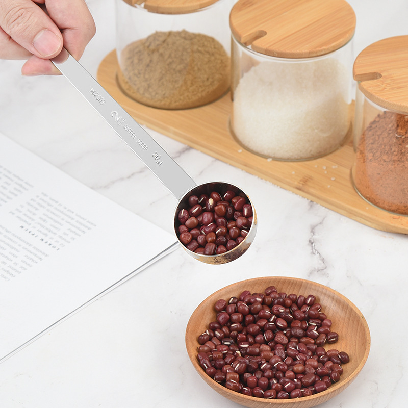 304 stainless steel coffee spoon long handle spoon mixing dessert spoon scale spoon fruit powder seasoning spoon