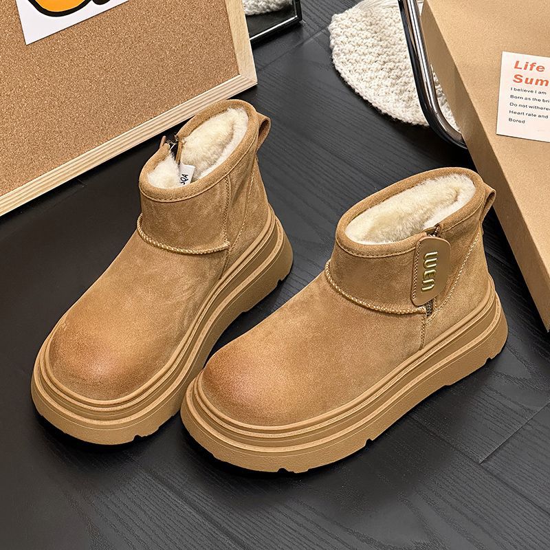 Girls Snow Boots 2025 Winter New Medium and Large Kidsren's Furry Boots Little Girls Students Waterproof Large Cotton Shoes