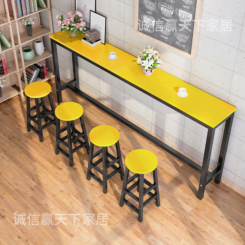 Bar Table Home Wall-Mounted Milk Tea Shop Table and Chair Combination Long High Table Commercial Bar Table Narrow Table Balcony