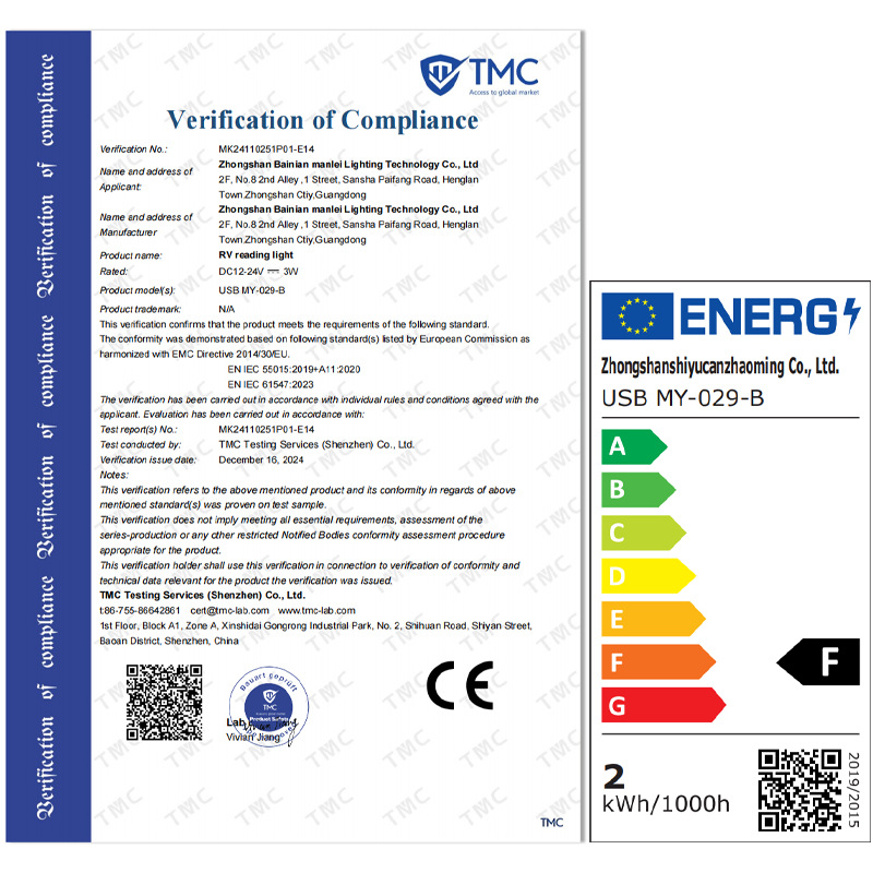 12V Rv Reading Light Type-C Touch Dimming Ship Yacht Lighting USB Bedside Rv Light Led