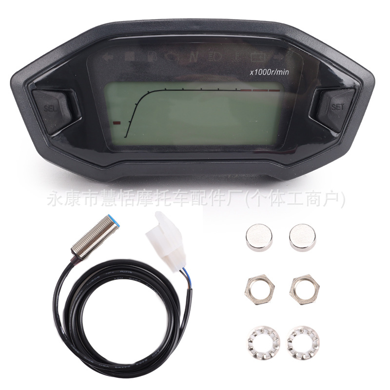 7-Color Adjustable Universal Motorcycle Lcd Digital 1000Rpm Speedometer Backlight Motor Vehicle 2-4 Cylinder Odometer