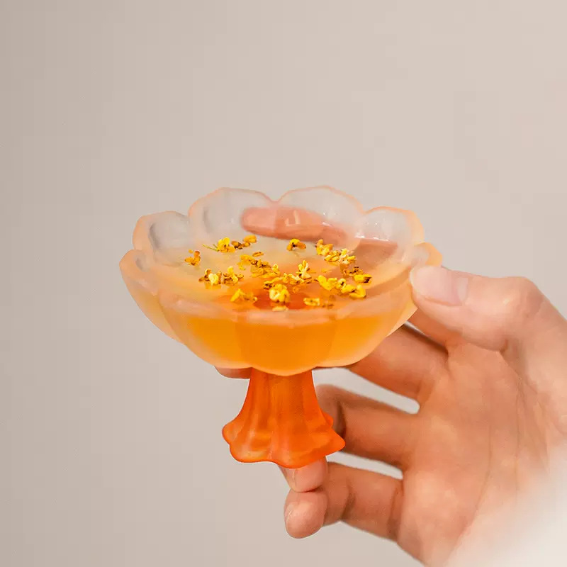 Glass Lotus high-foot tea cup Master Cup ladies tea cup single cup tea cup Lady Cup goblet Imitation Song retro