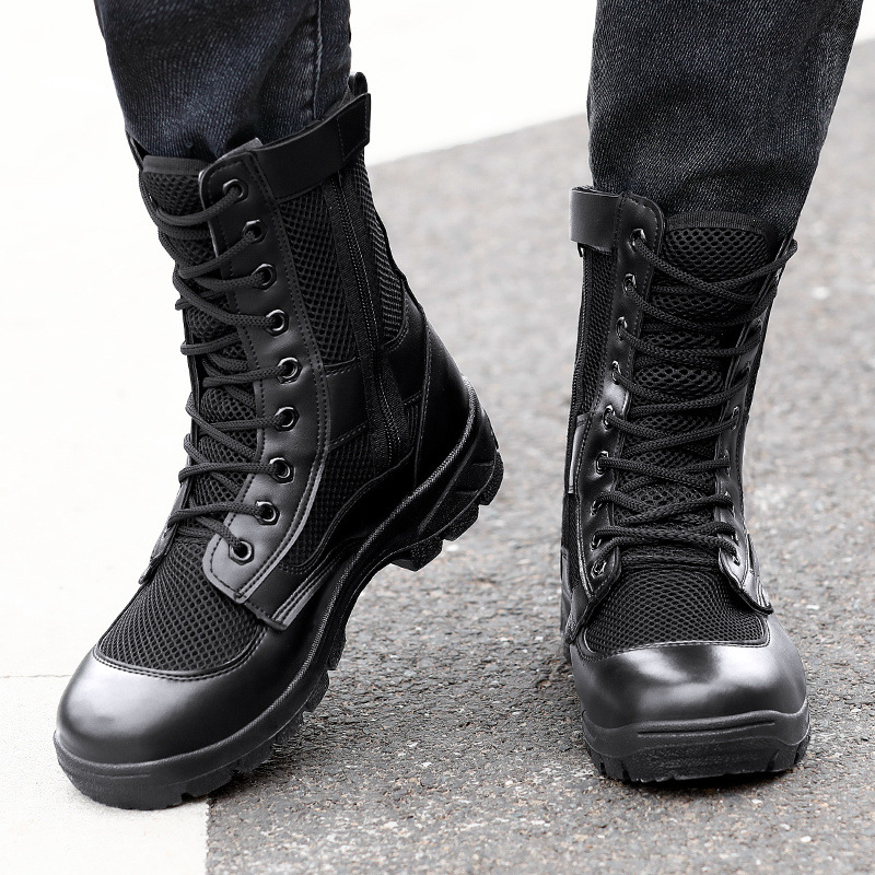 Summer Mesh Zipper Tooling Boots Men's Security Shoes Security Check Men's Boots Outdoor Hiking Hiking Shoes Ultra Light Breathable Boots