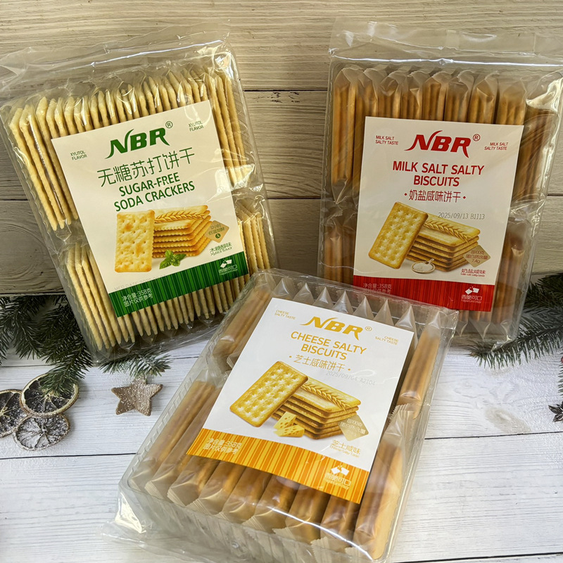 Содовые крекеры Zhongxing с молоком, солью и ксилитом, 358 г, соленые крекеры без добавления сахара