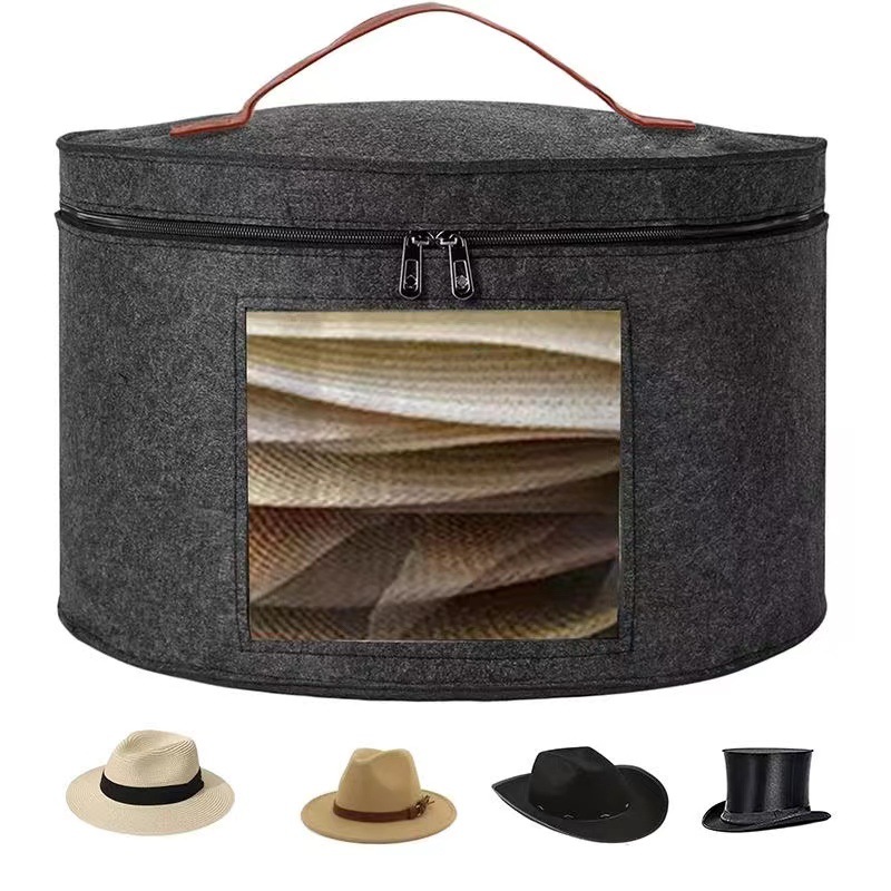 Amazon's New Felt Barrel Hat Storage Bucket Clothing Storage Bag Portable Travel Storage Box with Lid