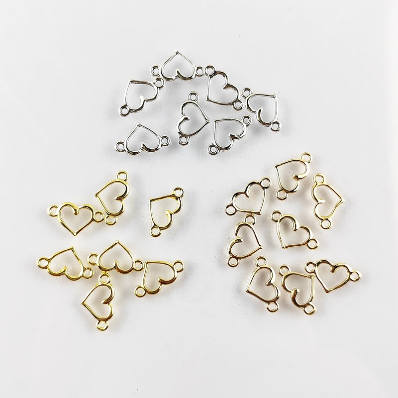 Amazon Hot Sale Double Hanging Hollow Love DIY Handmade Semi-finished Necklace Hand Rope Connecting Jewelry Gold Accessories