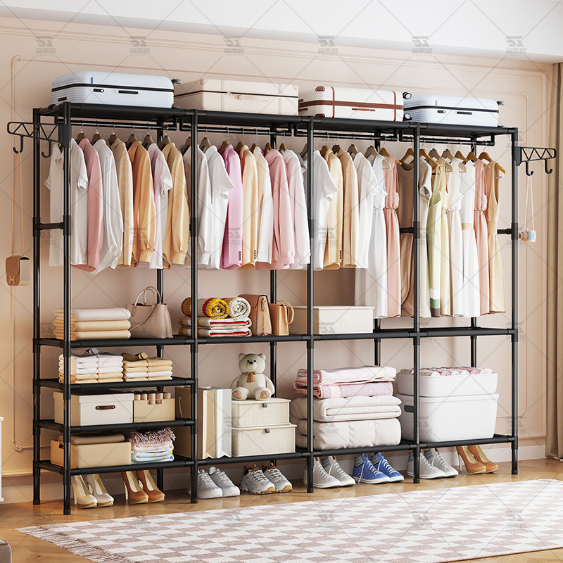 Многофункциональный напольный вешалка для одежды, многорядный, простой, для сушки одежды, для спальни, усиленная, модная