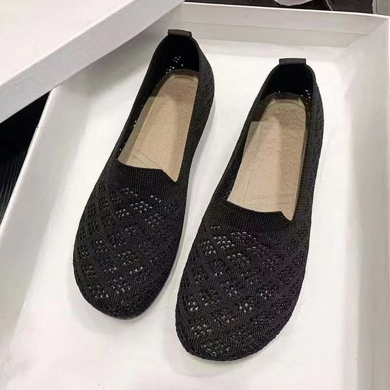 Cross-Border Dropshipping Popular 2025 Summer Hollow Mesh Soft Sole Mom Fashion Casual Shallow Low-Top Mom Shoes for Women