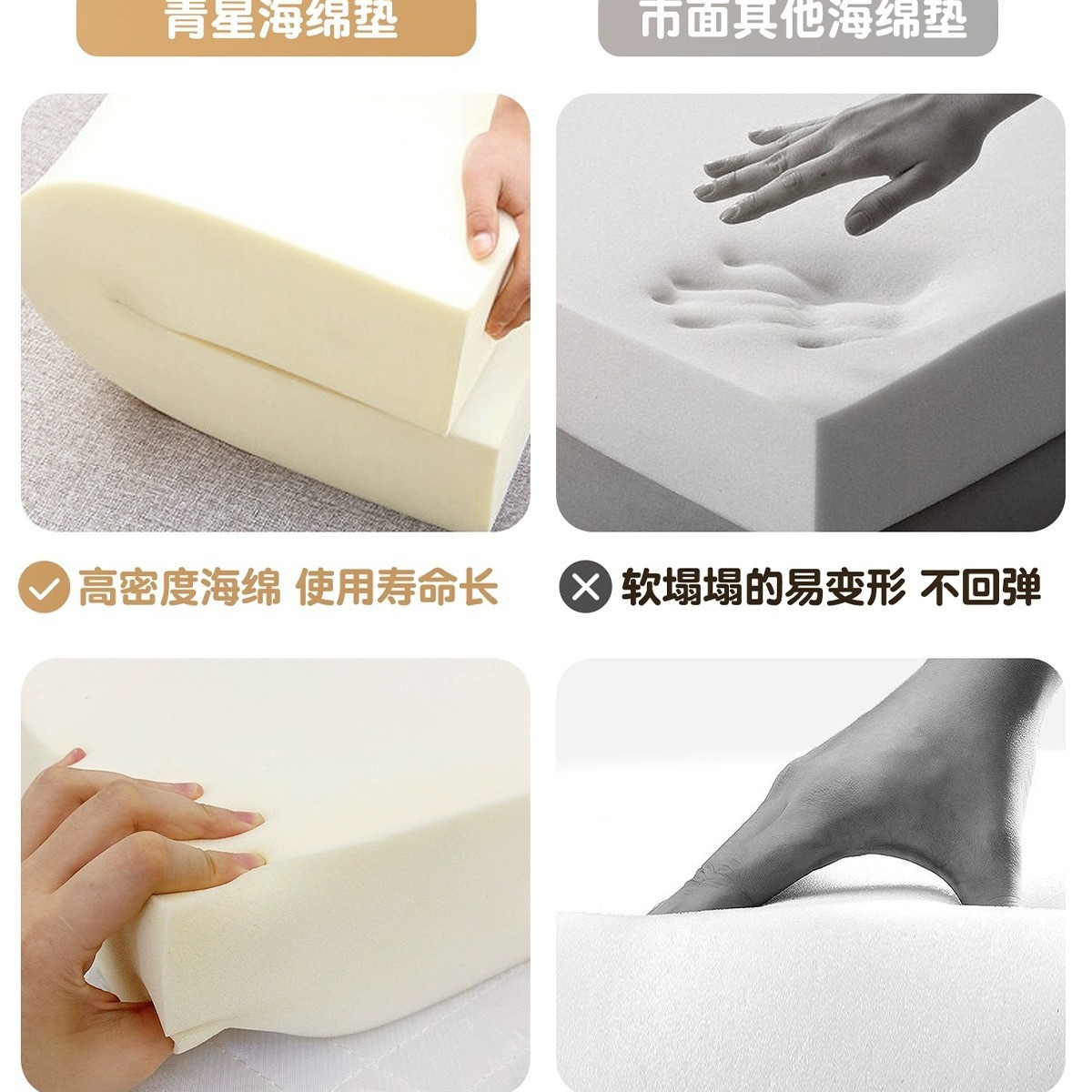 Sofa Cushion Sofa Cushion High Density Sponge 50D60D65D Bay Window Cushion Cushion Non-Collapse High Density Sponge