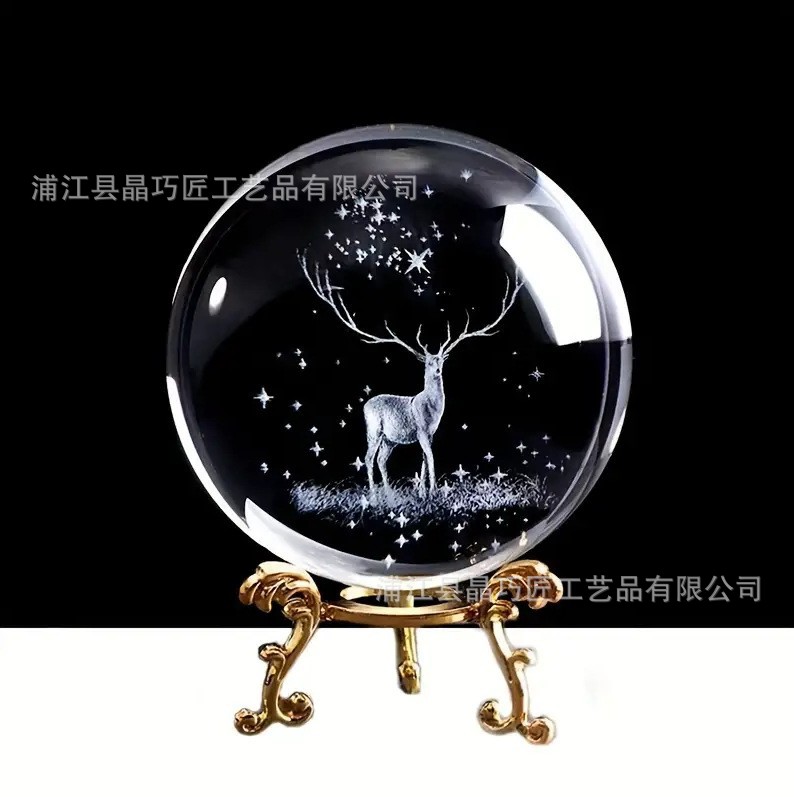 Cross-Border Exclusive Supply of 3D Internally Carved Crystal Ball Ornaments, Exquisite Gifts, Export Factory Home Decoration