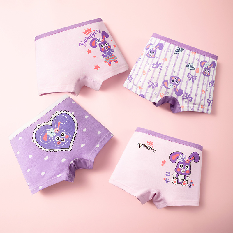 Children's Underwear for Girls, Medium and Large Kidsren's Cotton Boxer Briefs for Girls, Boxer Briefs for Junior High School Students, Category a Cotton Cartoon Shorts