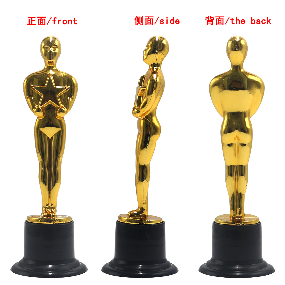 Cross-border Five-pointed Star Golden Man Trophy Children's Games Award Commemorative Gift Electroplated Gold Plastic Trophy