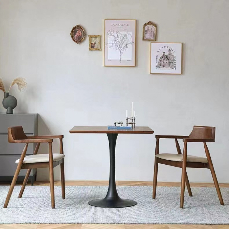 Simple Modern Household White Square Dining Table and Chair Combination Slate Small Apartment Dining Table Negotiation Reception Small Square Table