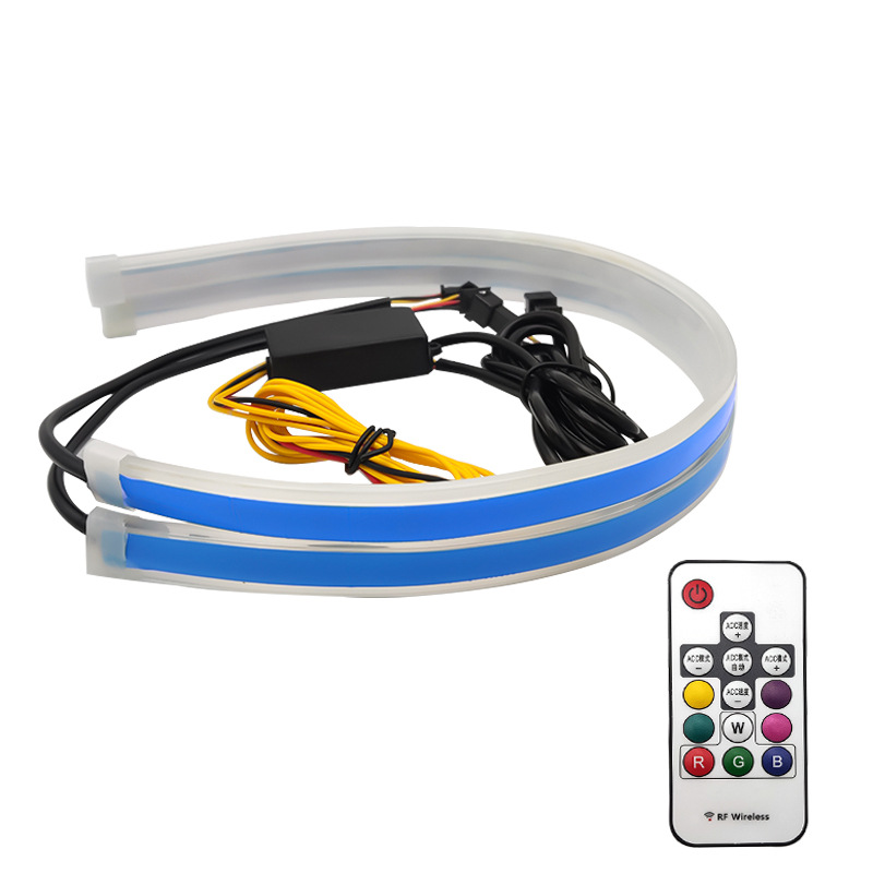 Meucas cross-border dedicated to streamer day-running lights plus running water turn signal multifunctional car day-running lights free of disassembly