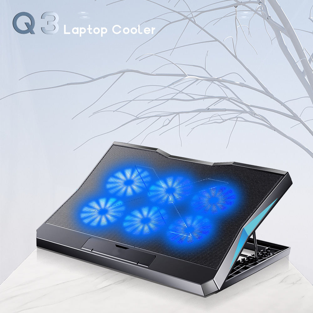 Кросс-браузерный радиатор для ноутбука Q3 с шестью вентиляторами, охлаждающая подставка с регулируемой скоростью и настраиваемой основой