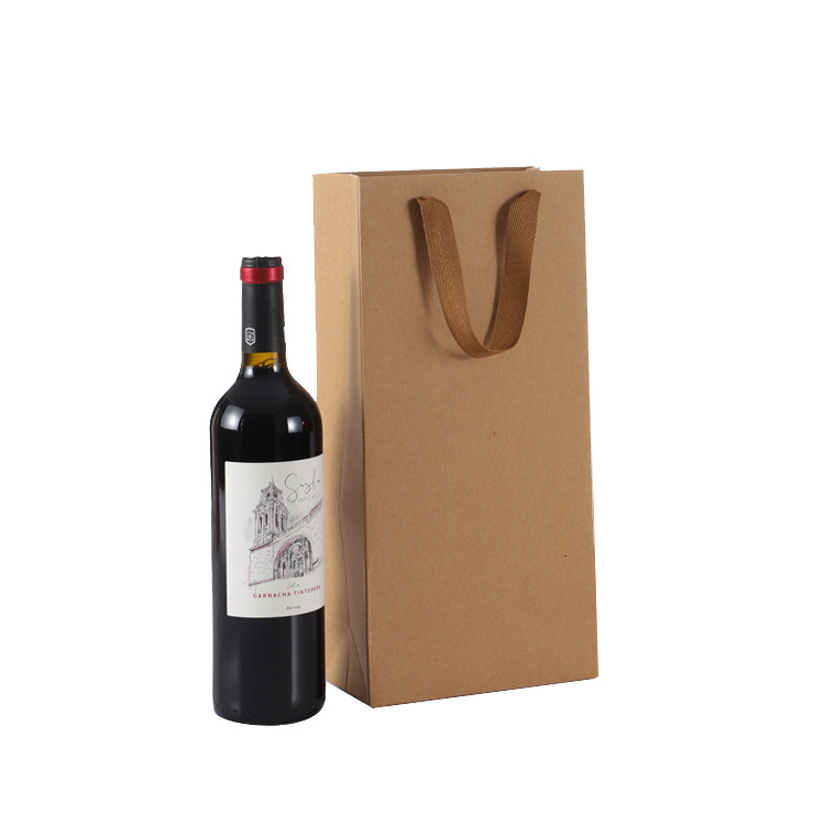 Paper Bag Wine Bag Fashion Wine Bag Single and Double Thickened Gift Portable Paper Bag Packaging Bag Kraft Paper Black