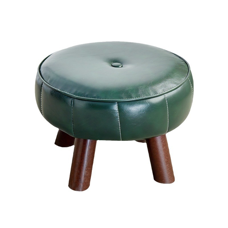 Stool Household Low Stool Living Room Sofa Stool Solid Wood Bench Door Shoe Changing Stool Creative Soft Bag Sitting Stool Simple Leather Stool