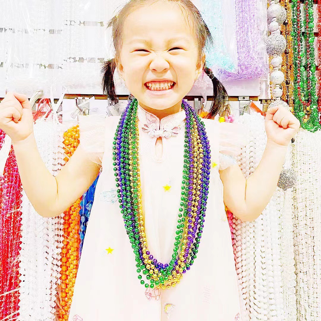Кросс-бодер горячие рождественские DIY аксессуары фестиваля Новый Орлеан цветное ожерелье триколор бисерное вечернее ожерелье 7мм