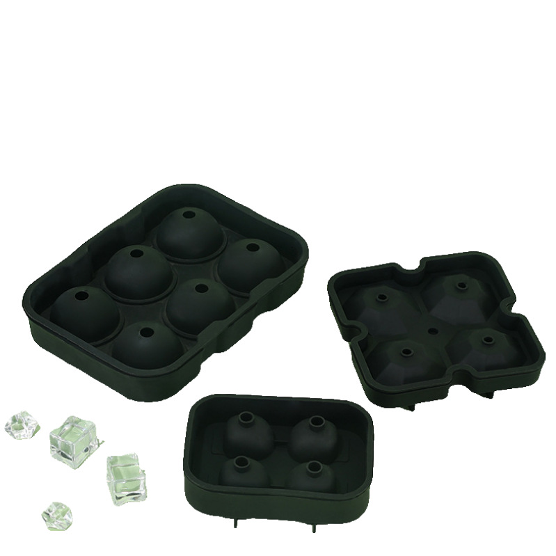 Amazon hot sale 6-piece ice tray suit square ice tray Ice Box 6-hole round ice hockey mold silicone ice tray